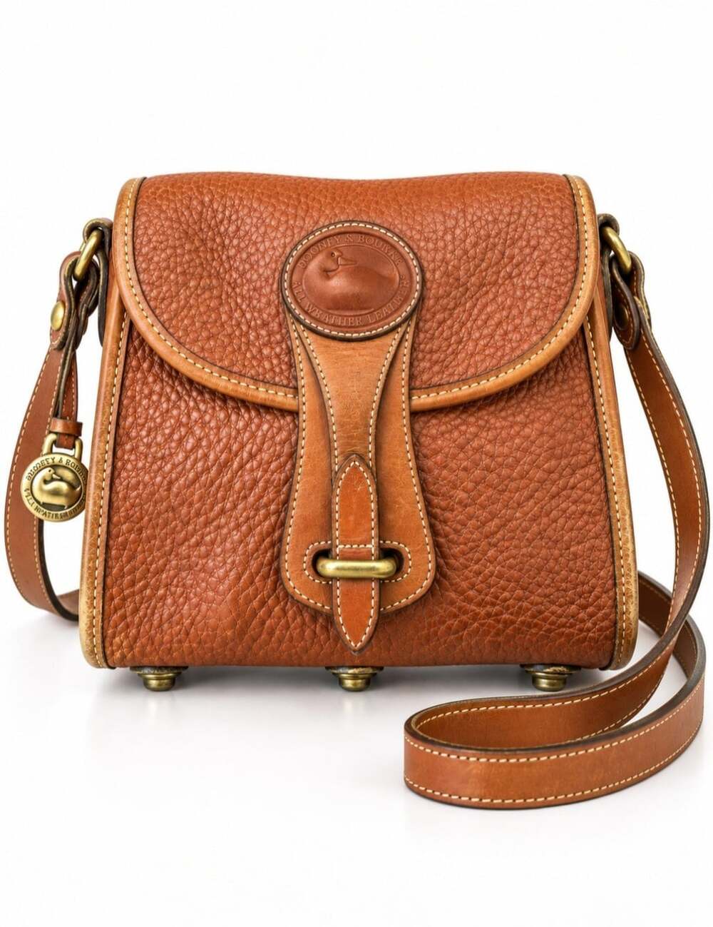 Vintage Dooney & Bourke Essex Crossbody Bag Tan All Weather Leather Made USA